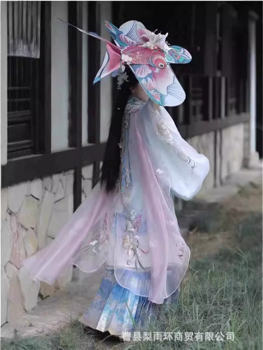 Hanfu женская оригинальная глазурованная лилия с воротником, длинное платье с тяжелой вышивкой облачные плечи новая юбка с конским лицом весной и летом