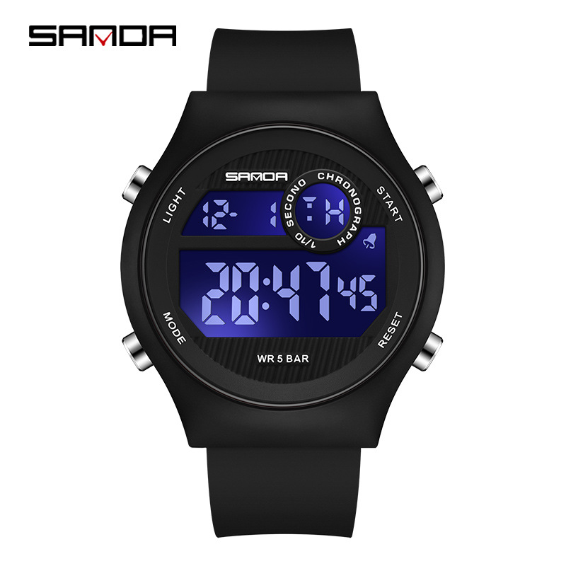 SANDA Sanda movimiento electrónico reloj electrónico de moda de estudiantes de secundaria secundaria reloj electrónico multifuncional luz nocturna reloj despertador estudiante reloj