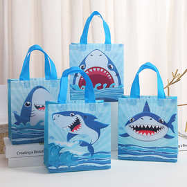 无纺布袋子卡通鲨鱼手提袋生日礼物礼品袋外卖防水包装袋批发