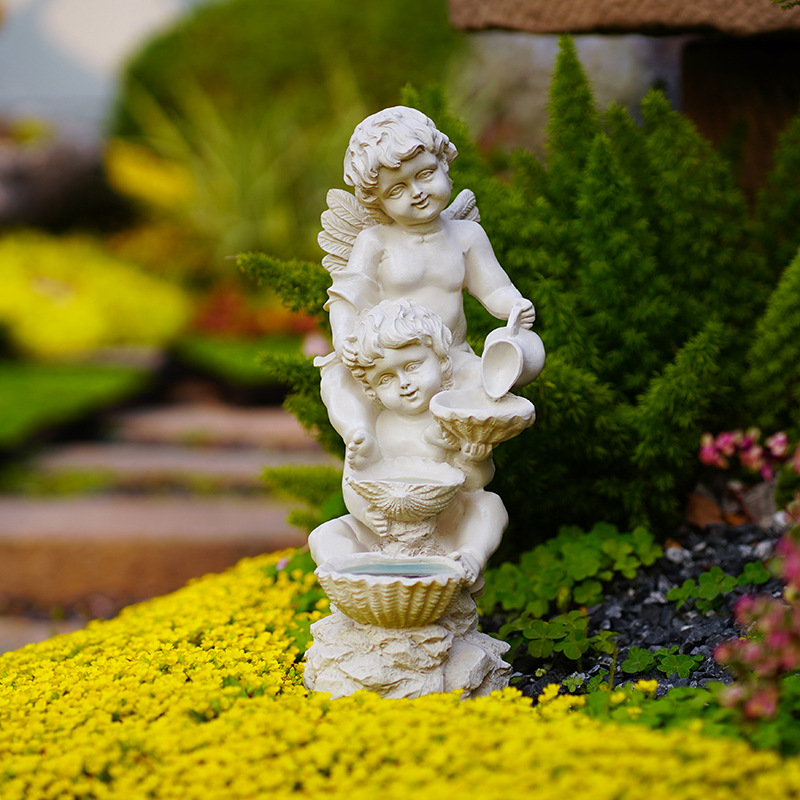 Ángel nórdico al aire libre lámpara solar piso paisaje jardín decoración jardín Decoración Retro artesanía transfronteriza