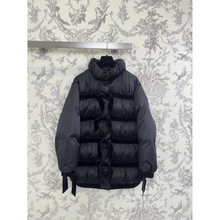 深圳南油货~25冬季新品小香风黑色蝴蝶结中长款羽绒服外套女