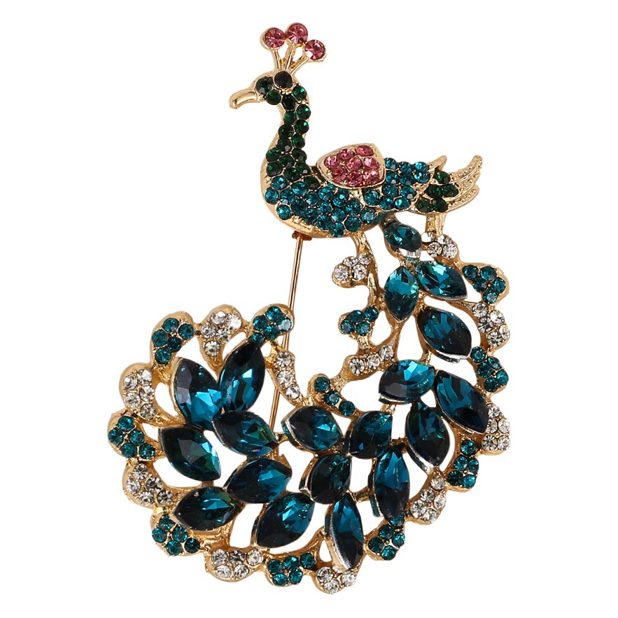 Pavo Real de Europa y América avanzada broche moda animal ramillete lindo aleación Ropa Accesorios regalo joyería al por mayor