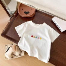 纯棉男童女童短袖T恤夏季童装洋气中小童打底衫薄款百搭上衣