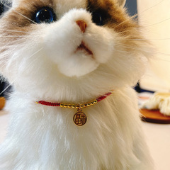 Pet Cat Necklace Handmade Red Rope Collar Dog Necklace with Double Happiness Pendant Decorative Accessories Manufacturer Wholesale