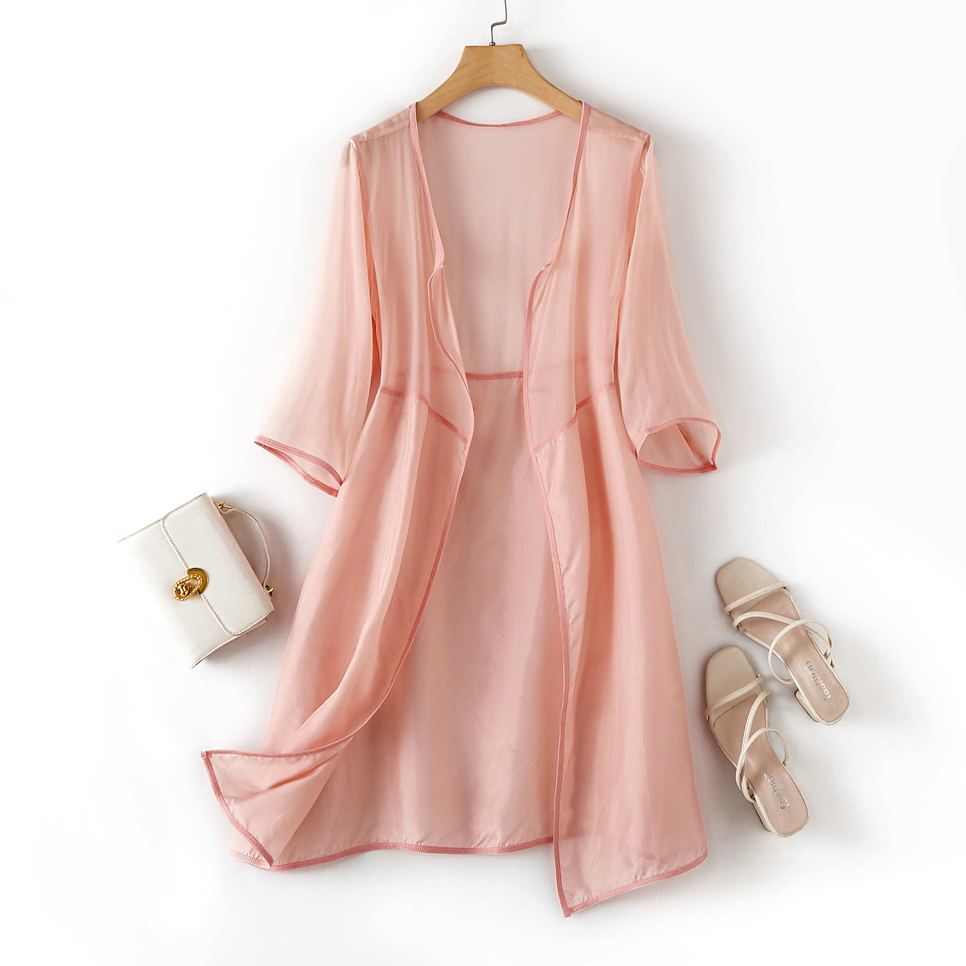 Silk Jacket Women's Spring And Summer Mulberry Silk Cardigan Thin Sun Protection Clothing Fashion Solid Color Top86002