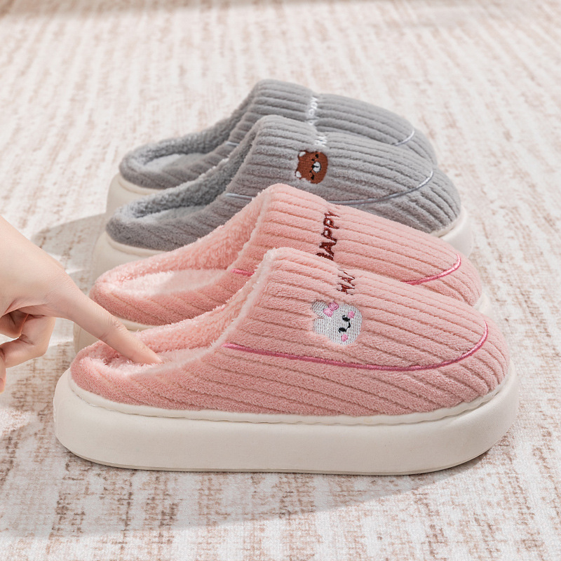 Pantuflas de algodón para mujer, nuevo estilo de otoño e invierno, antideslizantes para interiores, pantuflas cálidas para hombre, invierno.