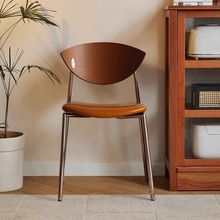 中古风实木家用餐椅可叠放轻奢靠背椅咖啡厅休闲餐桌椅设计师椅子