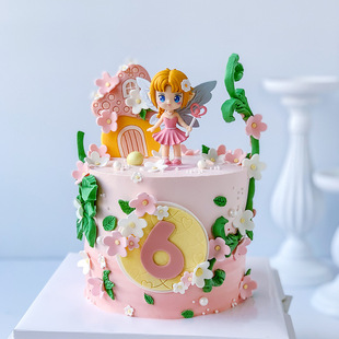 Mori Flower Elf Doll Ornaments Fairy Flower Fairy Pink Skirt Girl Cake Decoration Doll Dress-up Supplies