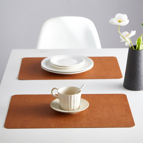  square cloth pattern double-sided two-color leather placemat household tea mat waterproof and oil-proof dining table mat heat insulation mat bowl mat