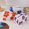 Plush capacious pencil case, stationery, storage bag, 2023 collection, flowered, South Korea