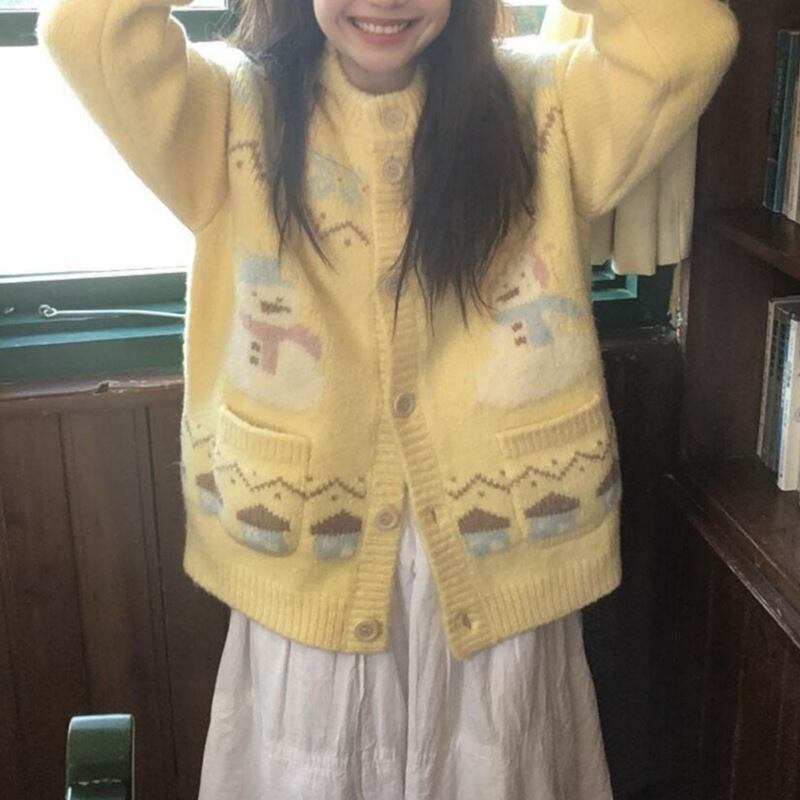 Lazy Sweater Cardigan for Women in Autumn, Knitted Sweater Jacket, Loose, Cute and Sweet Top