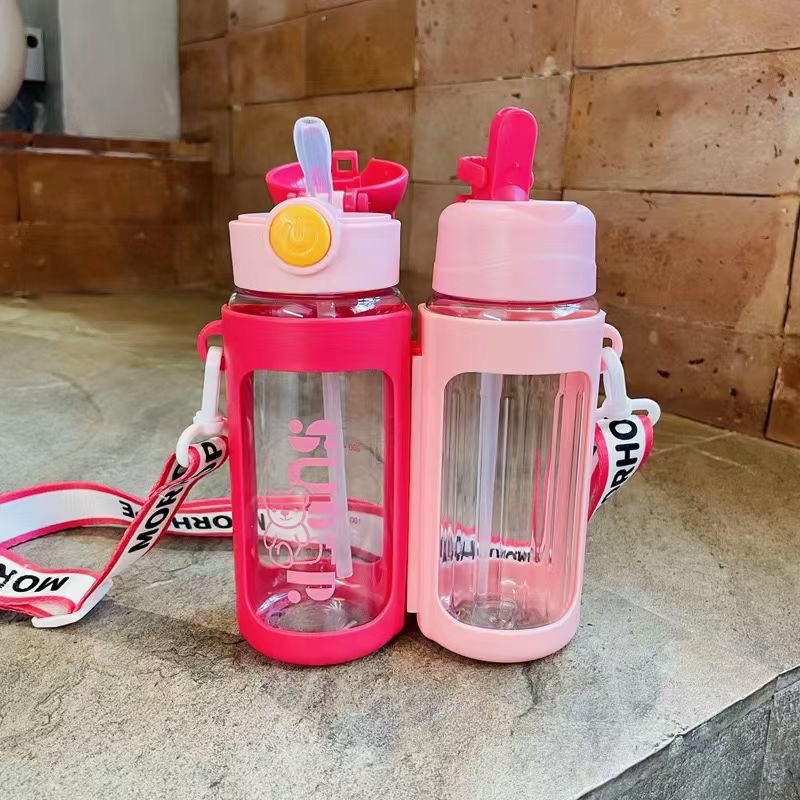MSD - 5868 nuevos productos tazas de plástico para niños y niñas lindas tazas de agua de paja para ir a la escuela viajes al aire libre portable hervidor
