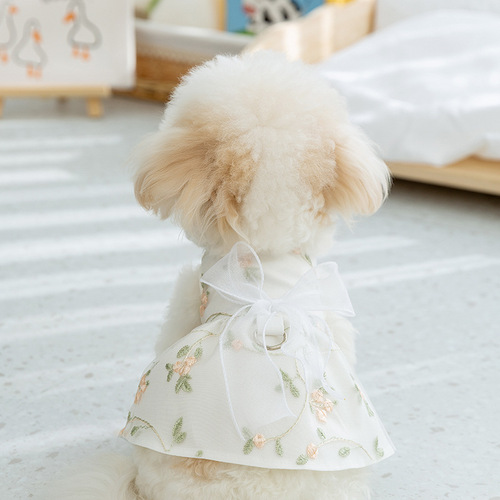 New spring and summer puppy three-dimensional bow dress cat princess style skirt thin pet dog clothes