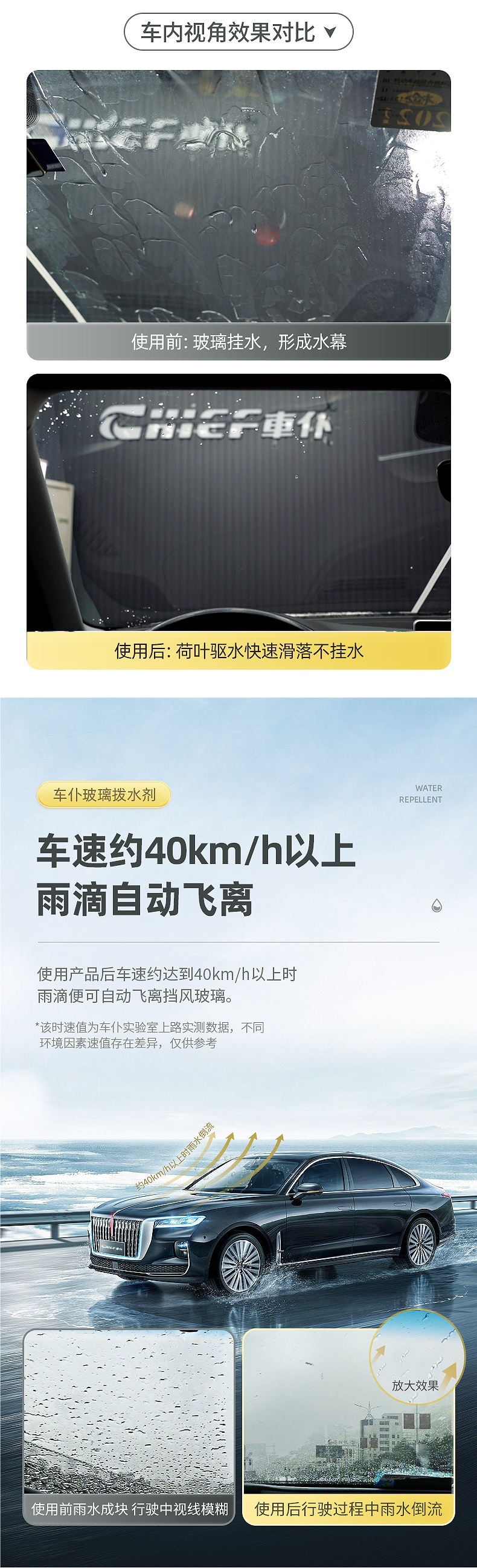 Car Anti-Fog Agent, Car Windshield, Interior Defogging, Rearview Mirror, Window Long-Lasting Water Repellent, Water Repellent and Rainproof Agent