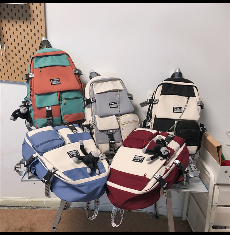 Korean Style Student Backpack Trend Large Capacity Fashion Backpack 30*13*45cm display picture 3