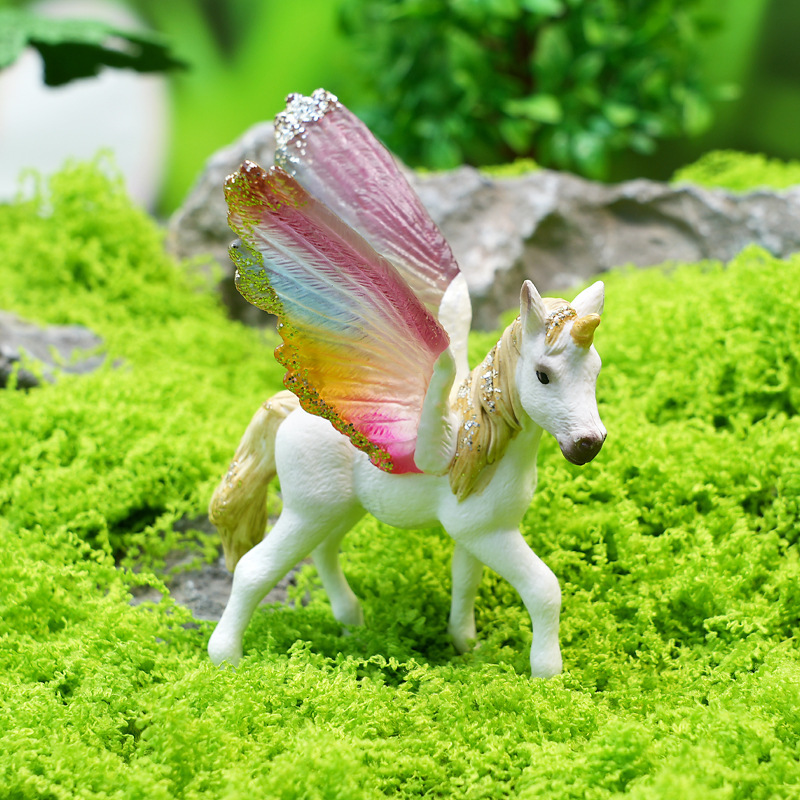 Cross-Border Realistic European Legend Unicorn Model Pink Small Unicorn Toy Static Mythical Beast Ornament Cross-Border Realistic European Legend Unicorn Model Pink Small Unicorn Toy Static Mythical Beast Ornament