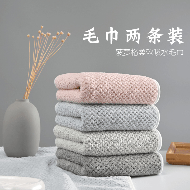 Toallas domésticas para lavar la cara absorción de agua no caer cabello mujeres y hombres coral pelusa baño más que algodón suave piña toallas