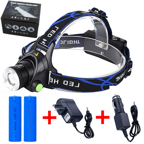 Cross-border best-selling head-mounted T6 charging induction headlamp LED outdoor high-intensity fishing night fishing zoom headlamp wholesale