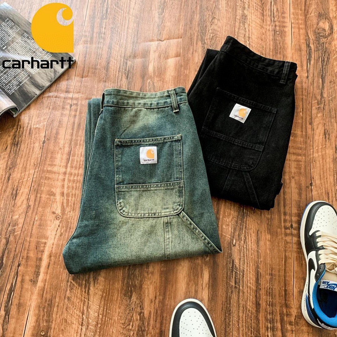 Carhartt WIP üslubunda kişi və qadın cins şalvarı, vintage yuma