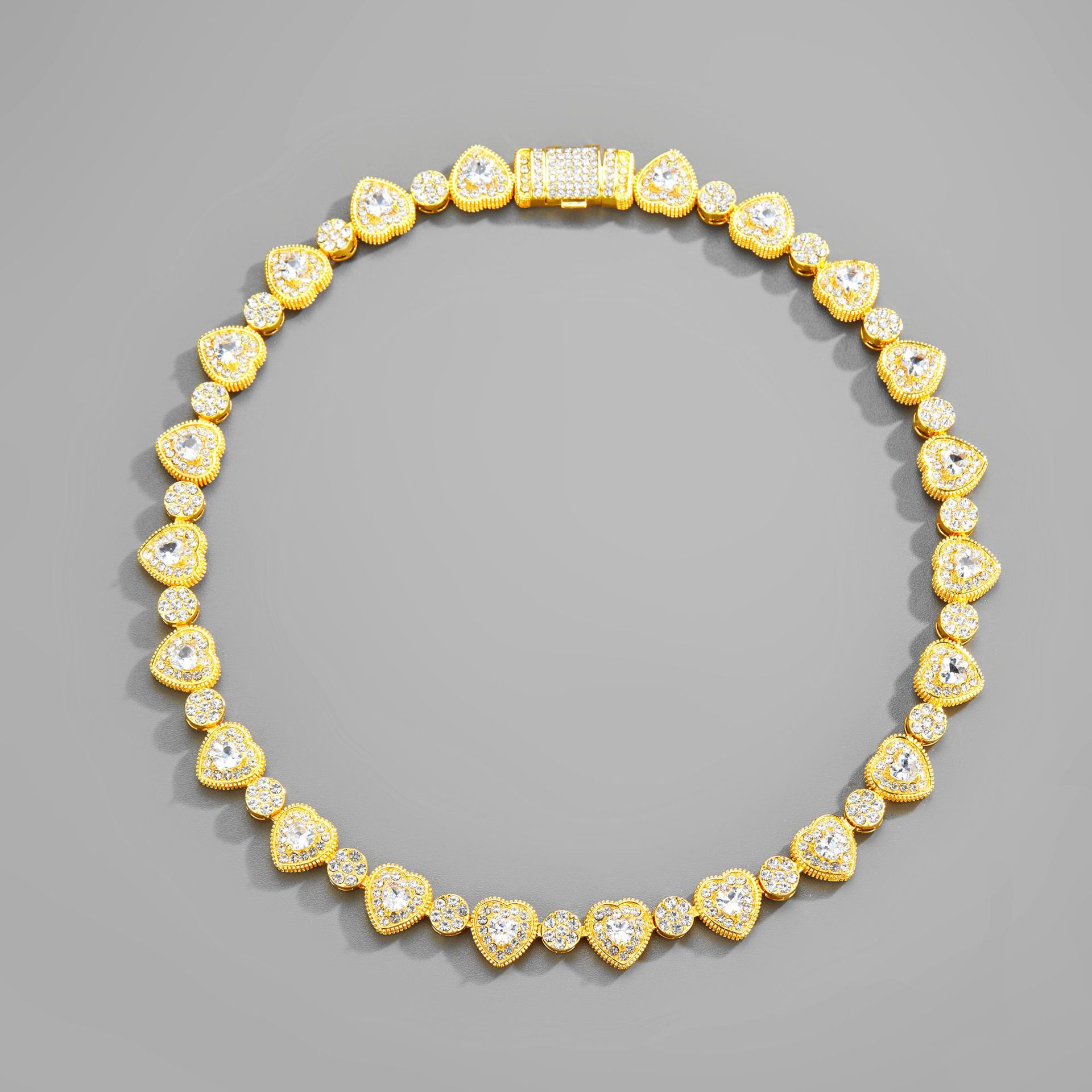 Fashion Heart Shape Alloy Inlay Rhinestones Unisex Necklace 1 Piece