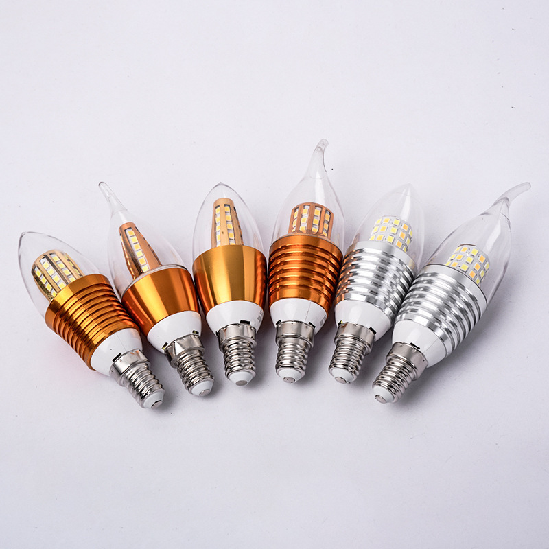Ledキャンドル電球満天星尖泡e14小螺口拉尾水晶シャンデリア光源5W7W9W省エネ電球|undefined