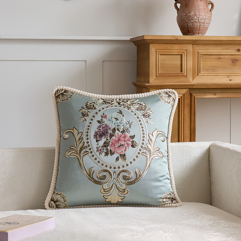 Almohada clásica simple y de alta gama Almohada ligera de lujo Tela antigua Cama Sala de estar Sofá Funda de almohada Cojín con núcleo