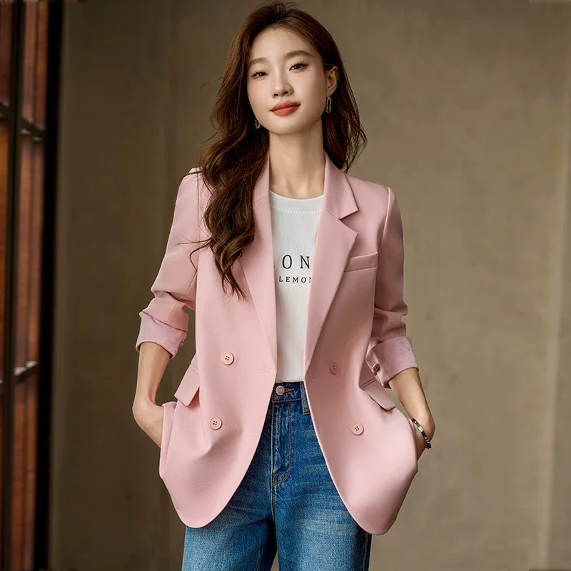 White classic suit jacket for leisure, autumn, high-quality style, oversize