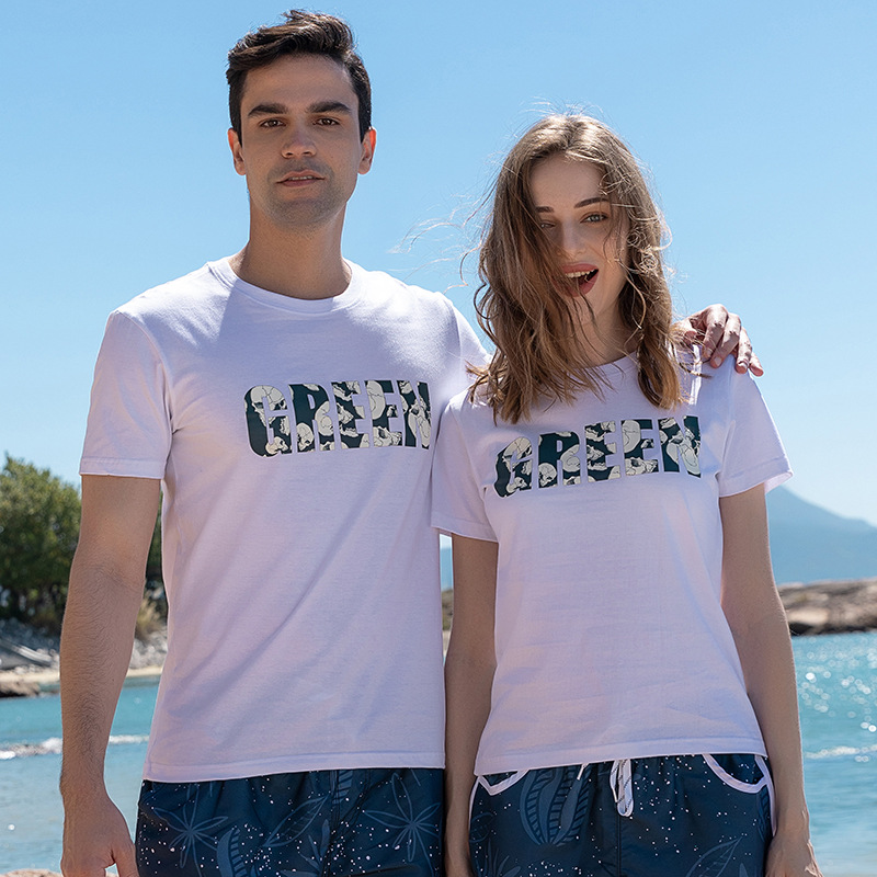 Suministro directo de fábrica pareja Camiseta de manga corta marca de moda masculina camisa de fondo camiseta ropa pareja desgaste verano personalizable LOGO