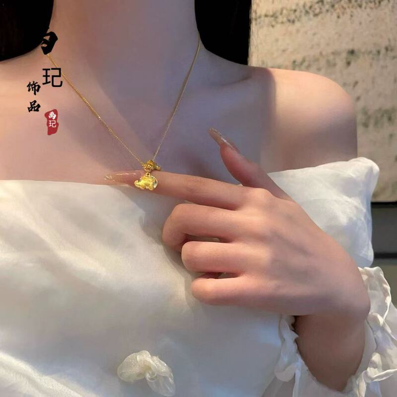金店同款沙金墩墩吉象跑环diy项链手链新中式吉祥如意锁骨链批发|undefined