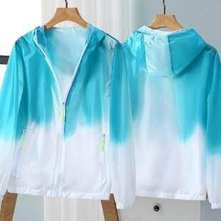 Outdoor sun protection clothing men and women summer plus size foreign trade windbreaker fashion short gradient couple thin skin clothing print LO