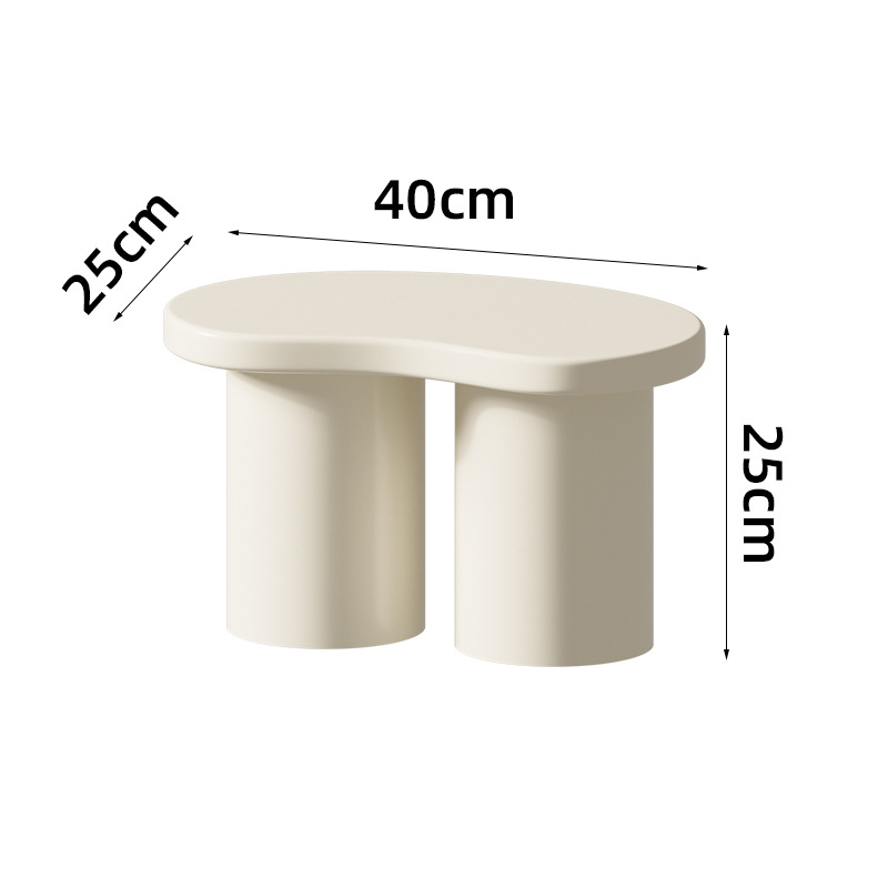Mesa de centro estilo nórdico para sala de estar, mesa de forma irregular para apartamento pequeño, estilo moderno y sencillo, color crema, mesa de centro pequeña y moderna
