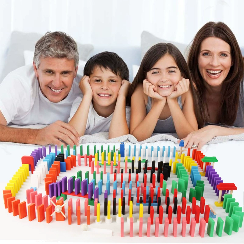 Детские деревянные цветные большие домино детские строительные блоки