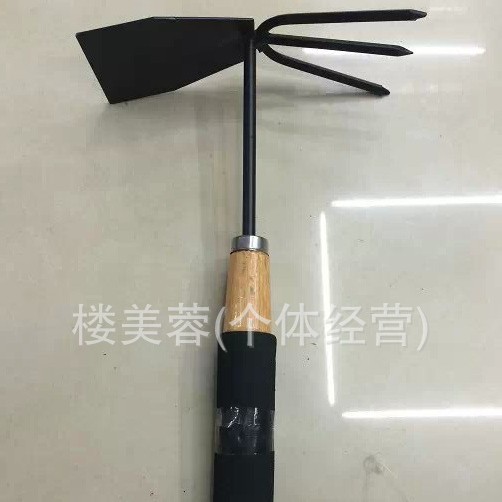 亚马逊热款园林爆款 喷漆泡沫柄两头铲，三叉耙子，园林工具