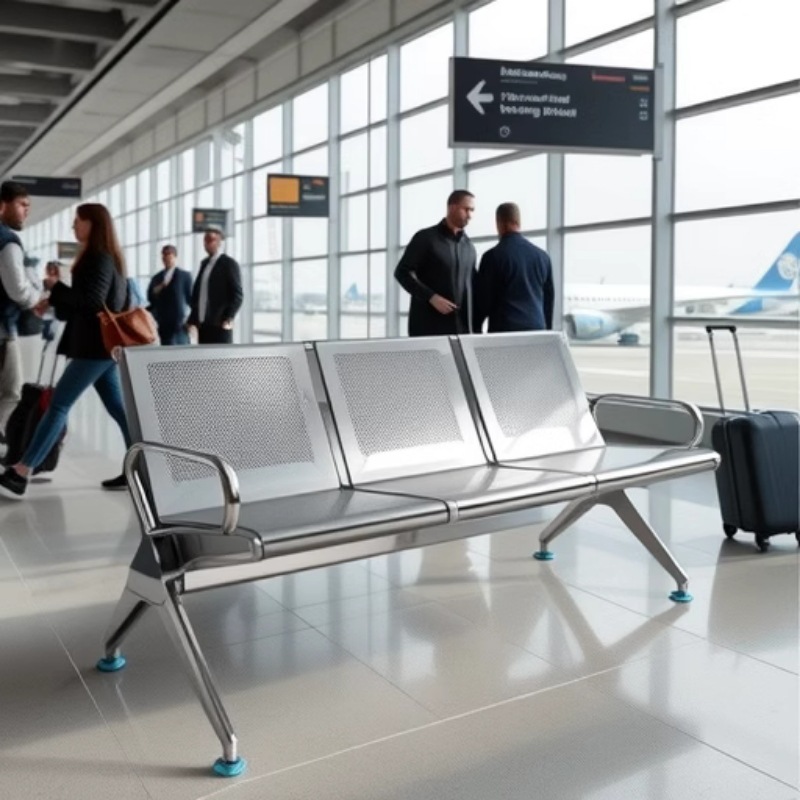 Factory direct stainless steel public row chair with armrests hospital station waiting chair multi-seat rest chair