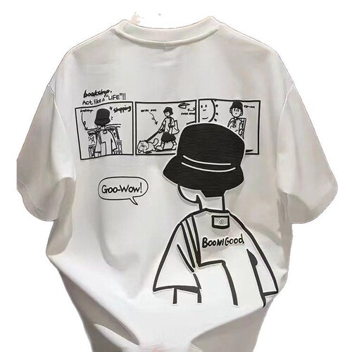 Men's Fashion Cotton Casual T-Shirt with 2025 Summer Trend Cartoon Print Short Sleeve Top