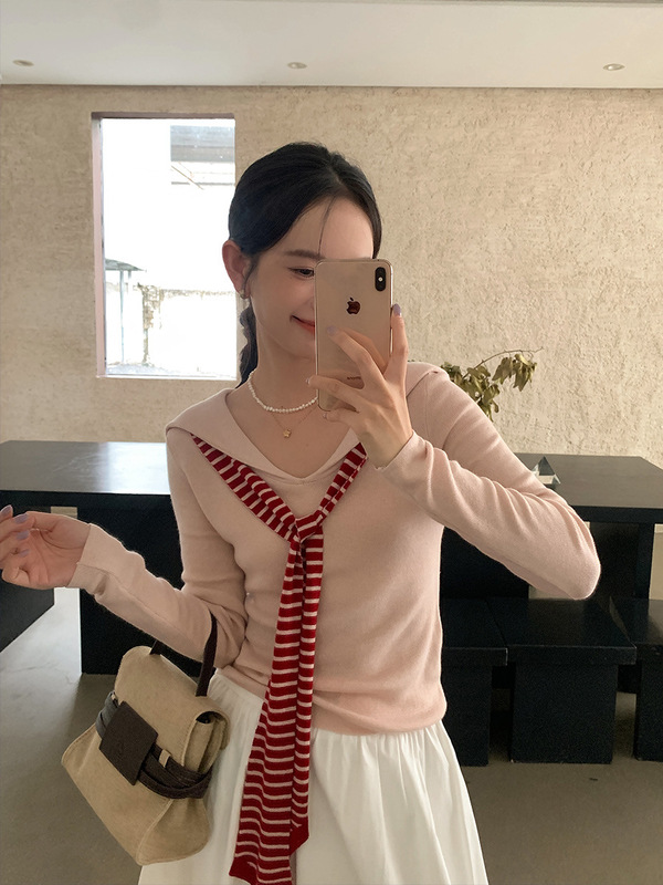 衣尔衫 博主主推 6色披肩羊毛针织衫女韩系新款百搭V领上衣0557|undefined