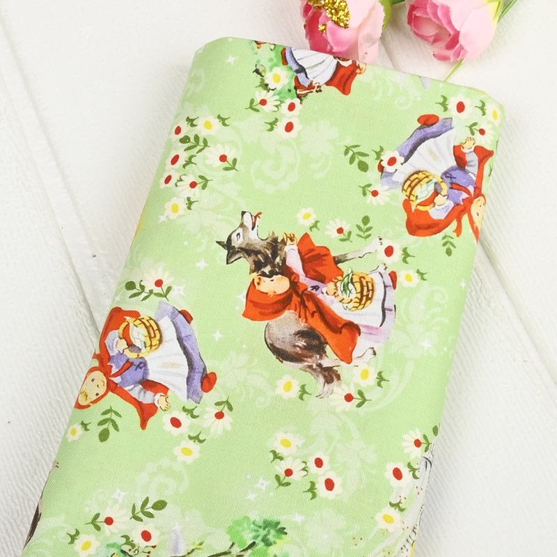 平纹棉布料童话故事小红帽印花面料手工DIY 包包服装连衣裙全棉