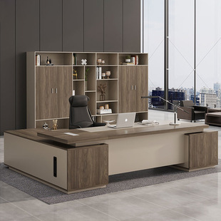 Simple Modern Chairman's Double Cabinet Executive Desk President Manager Supervisor Walnut Table and Chair Combination Boss Desk