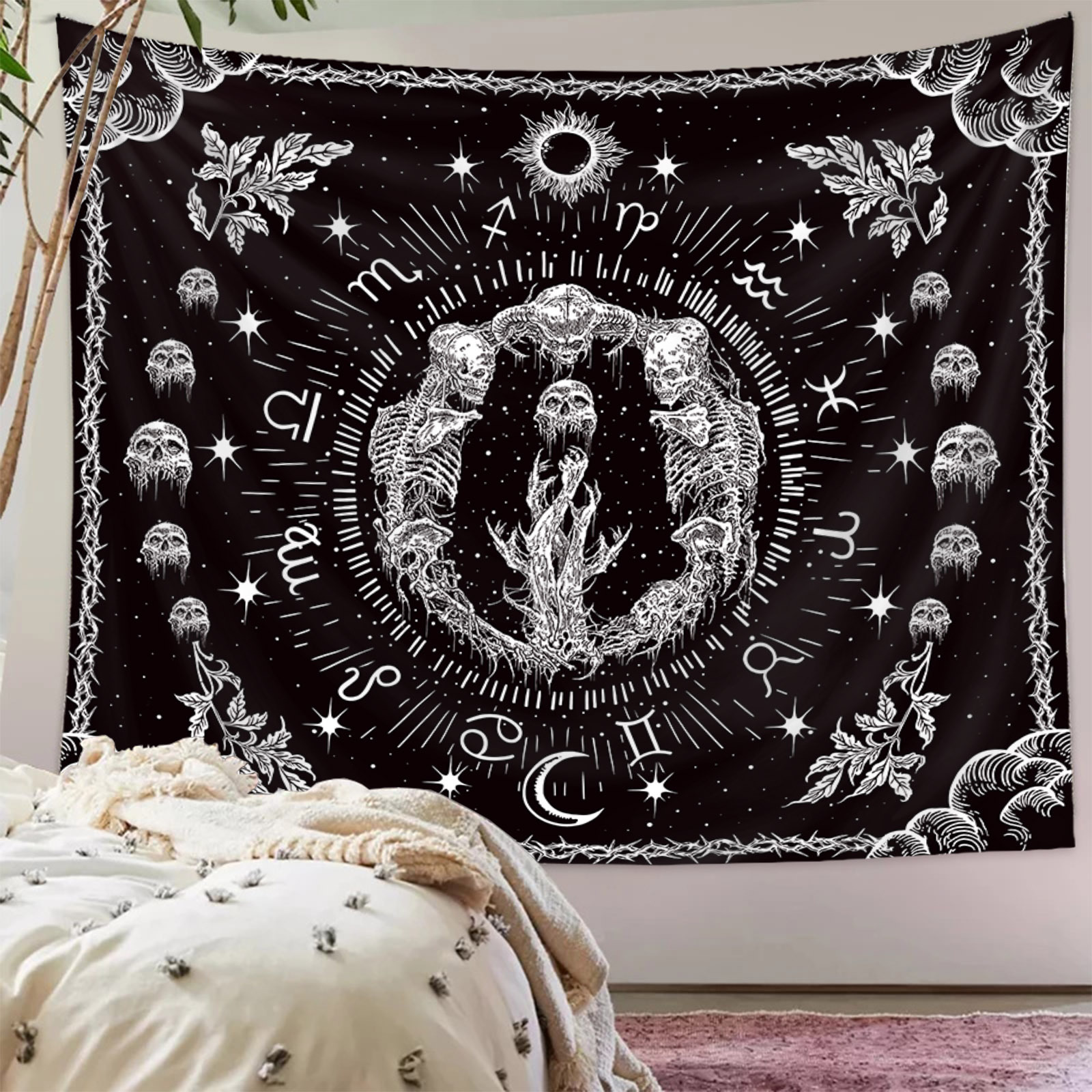 Halloween Festival Halloween Retro Skull Polyester Decorations Hanging Ornaments Party Supplies
