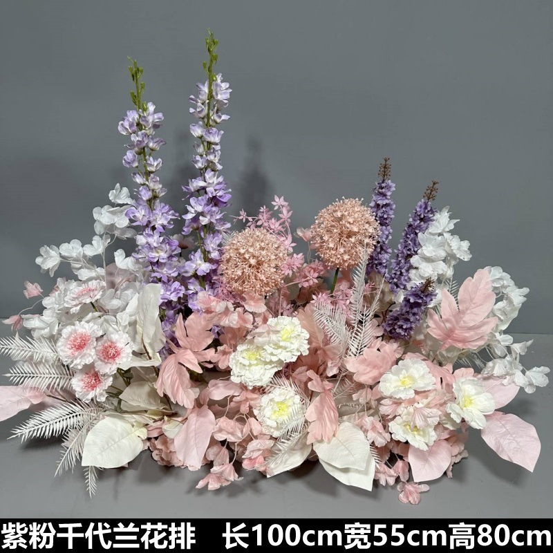 Flor de la boda de la flor Chiyeya rosa roja fila de orquídeas fila de flores bosque escena de compromiso decoración de la boda fondo de decoración