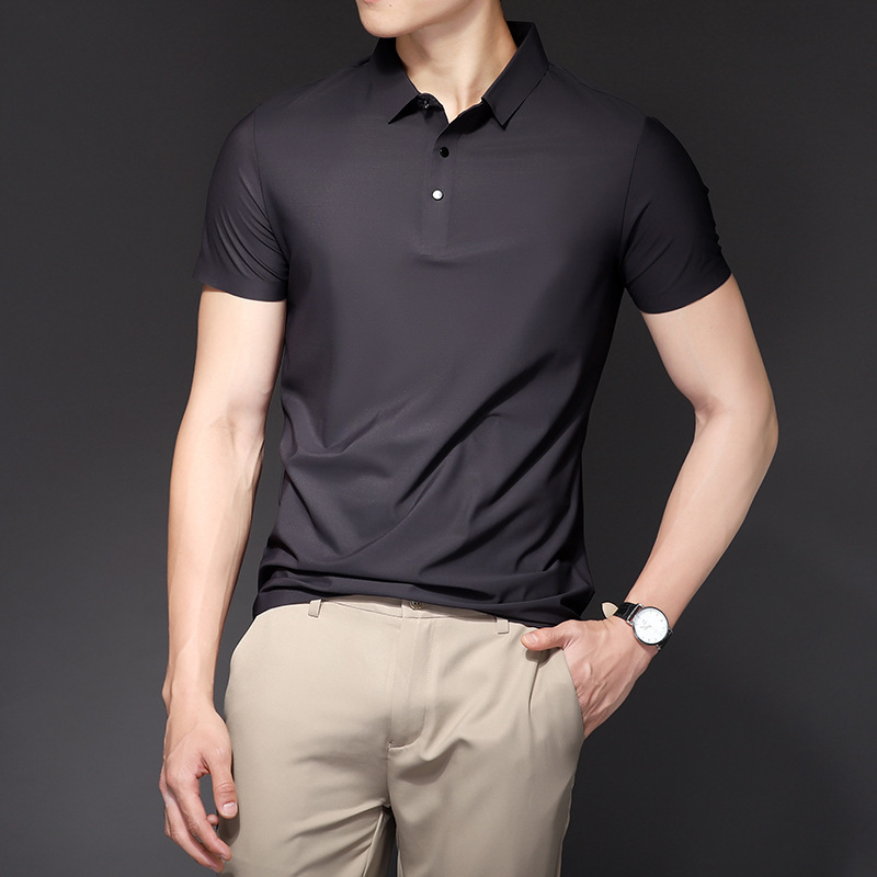 Camiseta de mangas cortas de hielo sin marcas de hombre polo verano 2024 ropa de trabajo de equipo de hombres con solapa de negocios para hombres