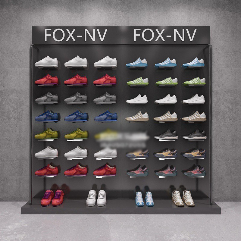 Tienda de ropa estante de exhibición gabinete de exhibición de pared Zapatero tienda de zapatilla de deporte estante centro comercial tienda de zapatos estante de zapatos