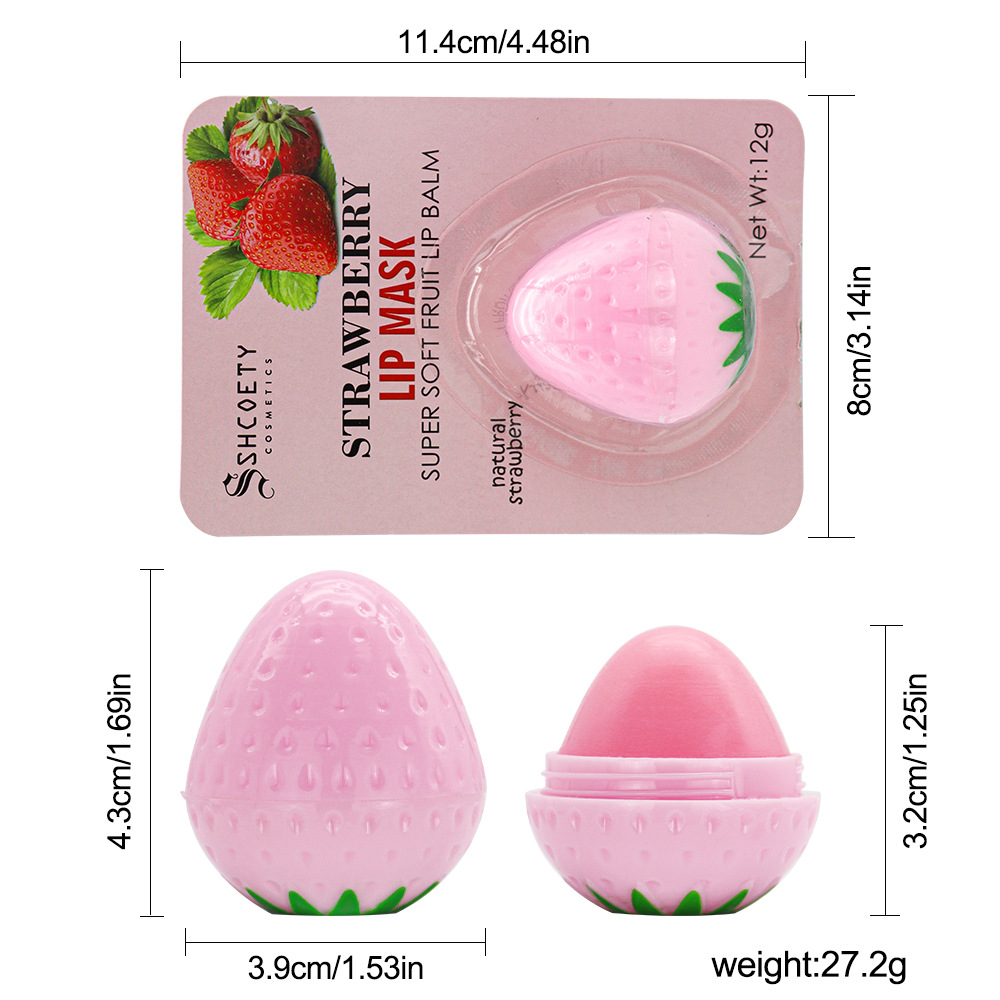 Cross-border best-selling hydrating and nourishing strawberry lip balm, moisturizing lip balm, fruit-flavored lip gloss cosmetics and makeup wholesale in Europe and America Item Picture