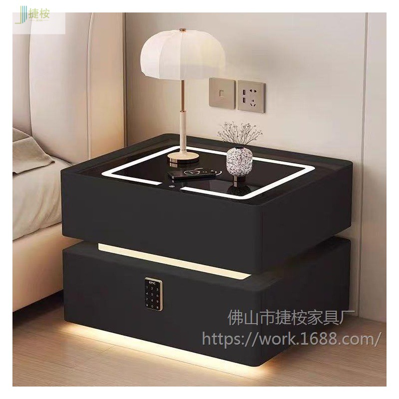 Smart Bedside Table with Light, Modern and Simple, Wireless Charging, Light Luxury for the Bedroom