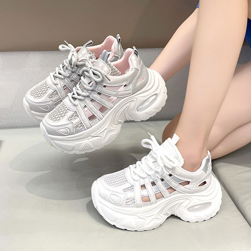 Breathable summer thin mesh sneakers platform for leisure