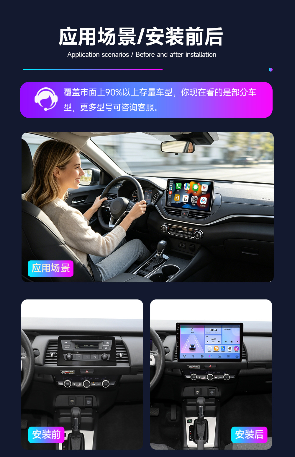 Cross-Border 7-Inch 9/ 10inch Linux Navigation Car Navigation All-In-One Central Control Device That Plays Carplay Car Navigation