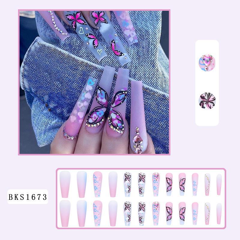 French Style Shiny Marble Flower Butterfly Abs Wear Manicure 1 Set display picture 5