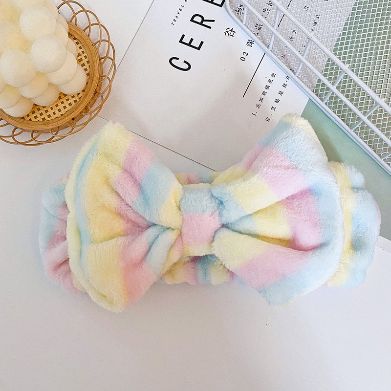 Amazon nuevo estilo bolsa de oreja de terciopelo coral banda de pelo femenino lavado de la cara belleza banda de pelo europeo y americano de gran tamaño arco accesorios para el cabello