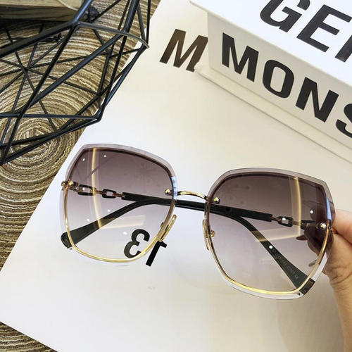 YS Butterfly Frame Fashion Sunglasses with Diamond Edge, Internet Celebrity Sunglasses, UV Protection, Frameless Women's Sunglasses