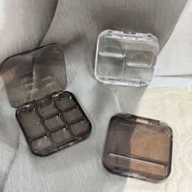 新款多款多规格透明ins风眼影/腮红/修容盘透明茶色包材可印logo